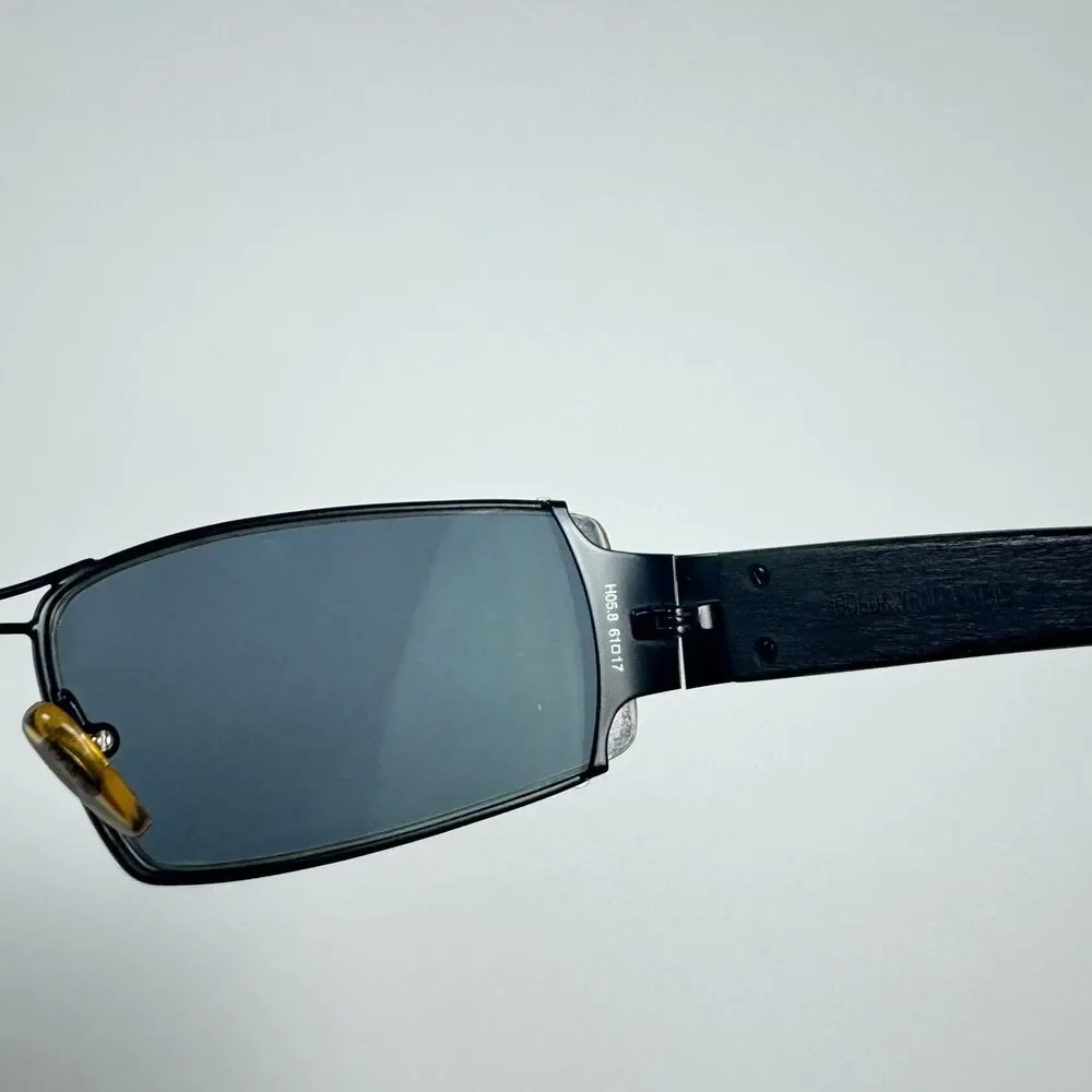 Gold & Wood Paris H05.8 Wood Temple Eyeglass Frames Men 61-17 Black Metal RX